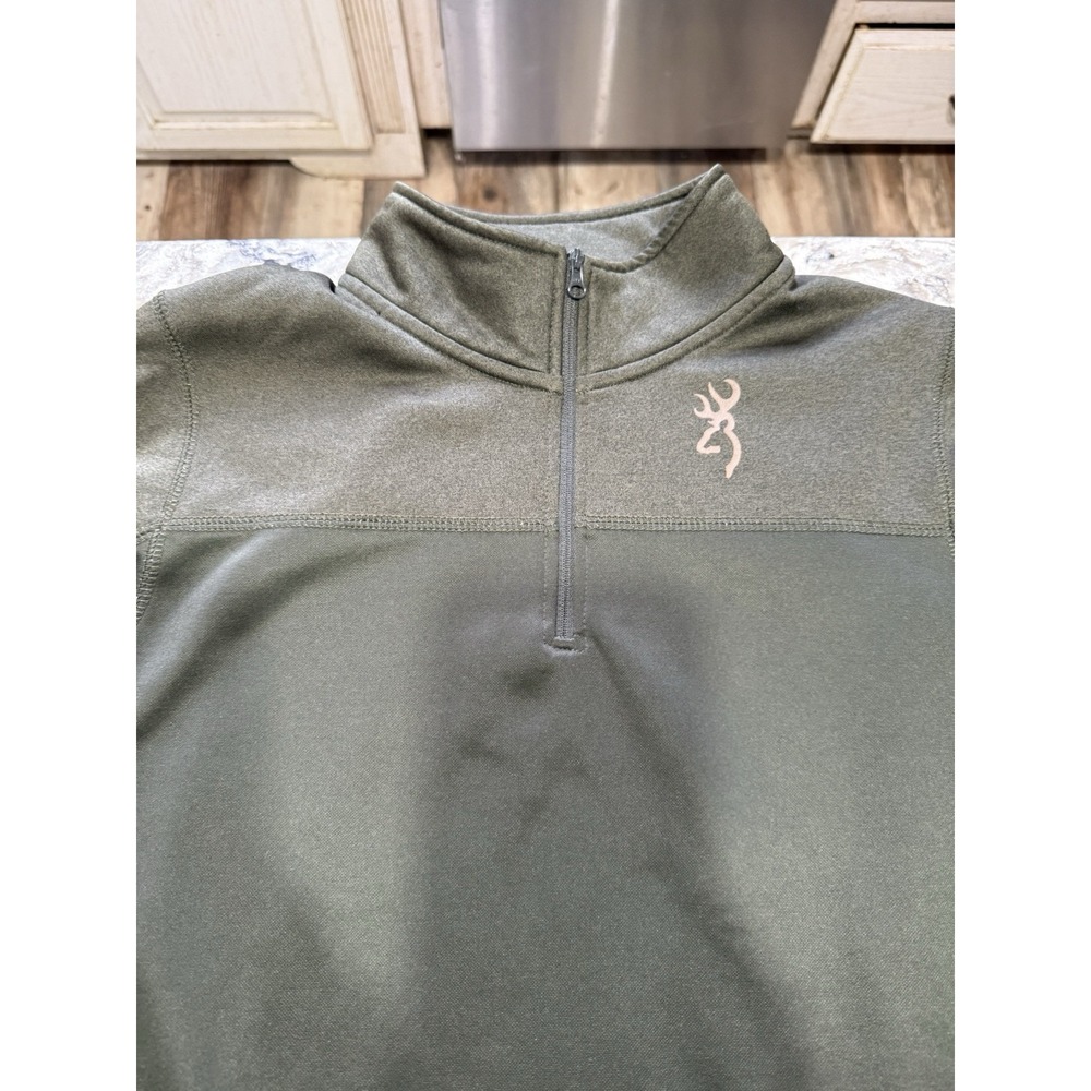 Men's Browning Hunting Logo Half-Zip Pullover Size M Olive Deer